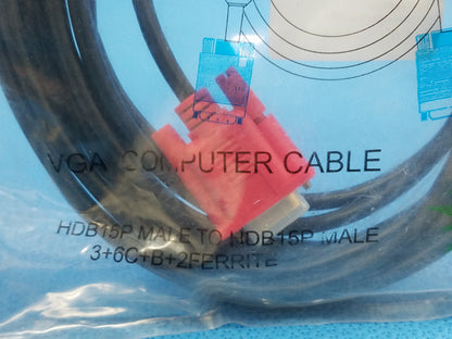 VGA Computer Cable 3+6C+B+2Ferrite HDB15P Male To HDB15P Male