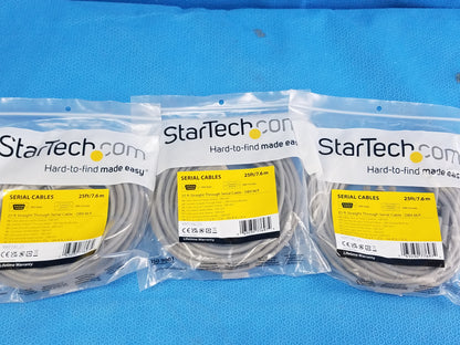 Lot of 3 StarTech 25ft Straight Through Serial Cable DB9 Male To Female MXT100_25
