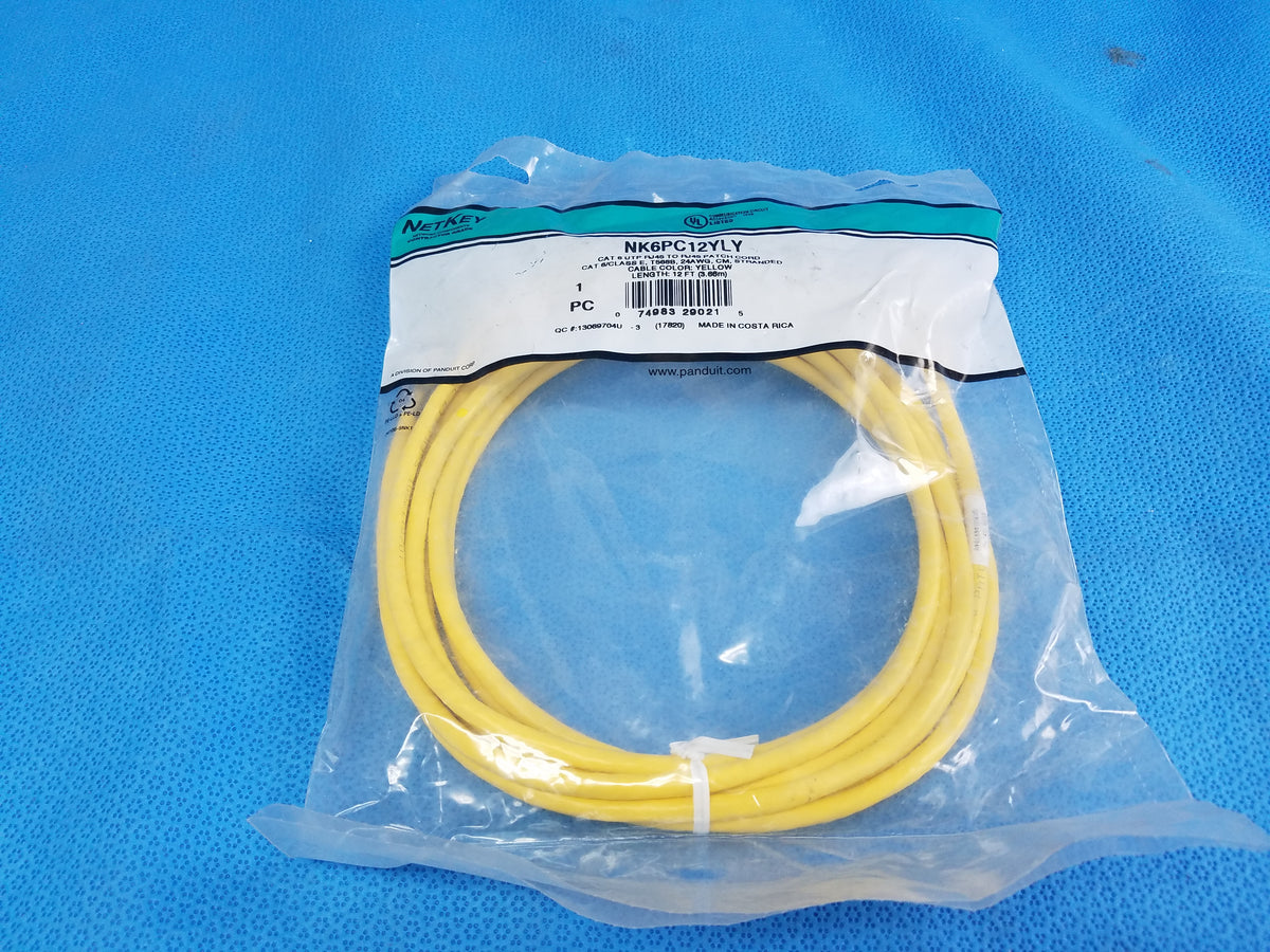 Panduit NetKey NK6PC12YLY CAT6 UTP Copper Patch Cable 12FT