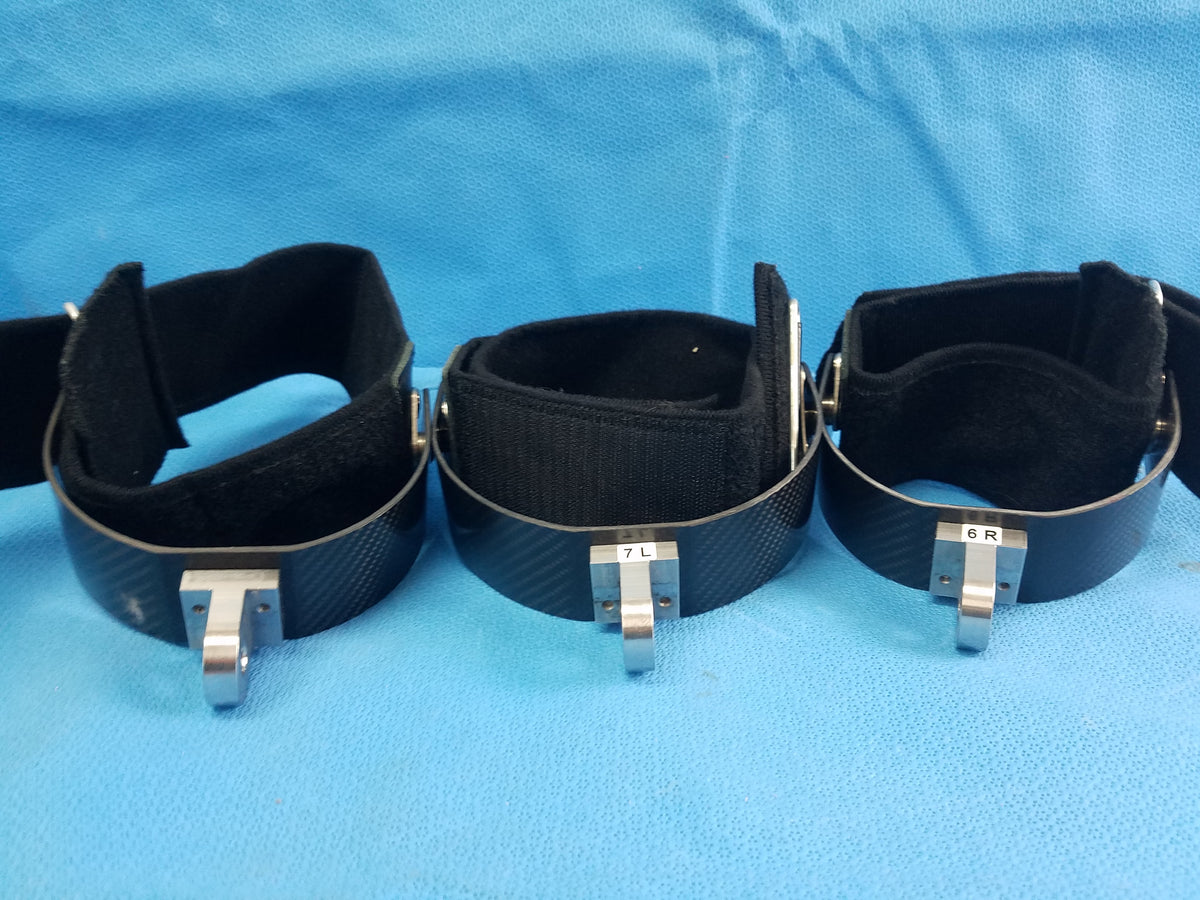 Lot of 3 Carbon Fiber Surgical Positioning Cuffs With Clevis Mounts 6R 7L 6L