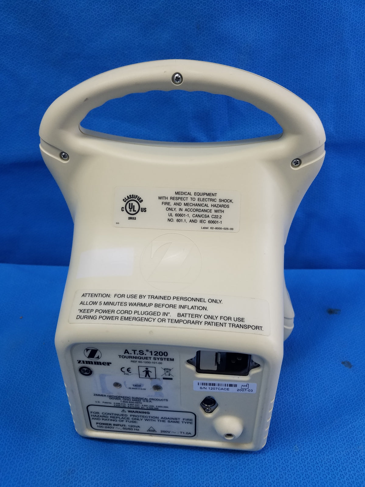 Zimmer ATS 1200 Tourniquet System Ref 60-1200-101-00