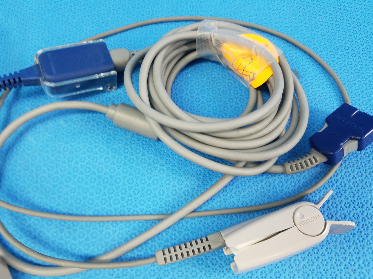 Lot of 2 Nellcor OxiMax SpO2 Sensors With Extension Cables