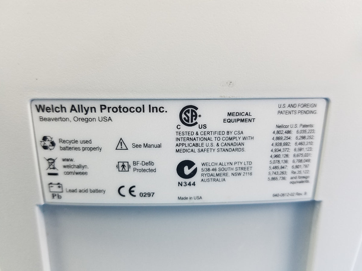 Welch Allyn 53NTO Vital Signs Patient Monitor With Power Supply & SpO2 Sensor