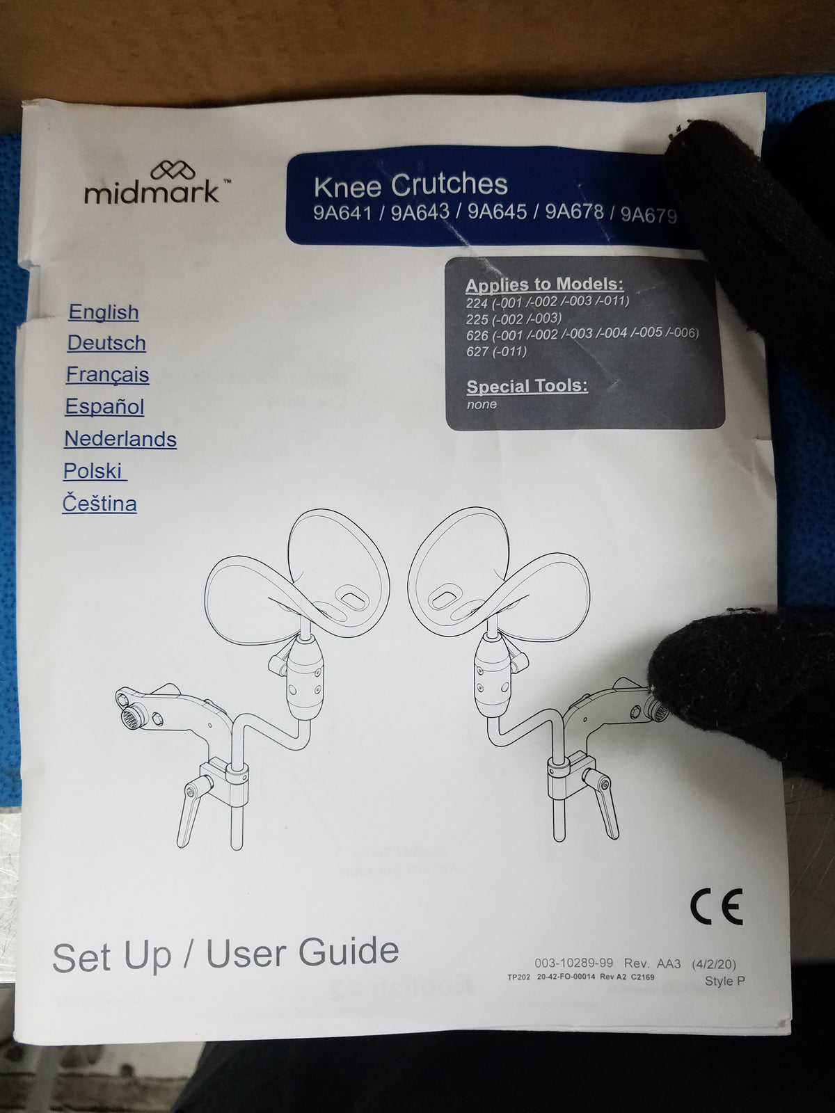 Midmark 9A645001 Ritter Articulating Knee Crutch Kit