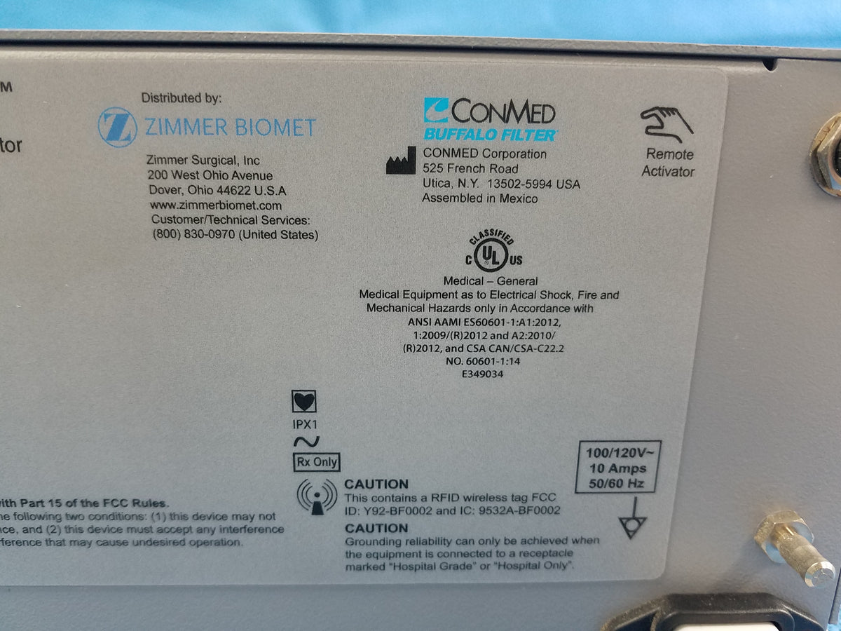 Zimmer Biomet PlumeVac Surgical Smoke Evacuator Ref AEVV120