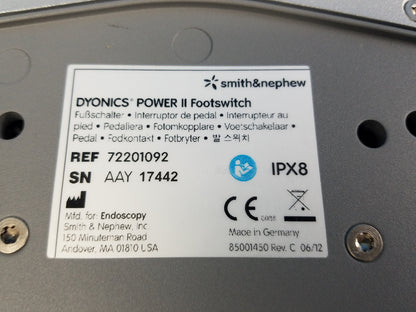 Smith & Nephew Dyonics Power II Footswitch Ref 72201092