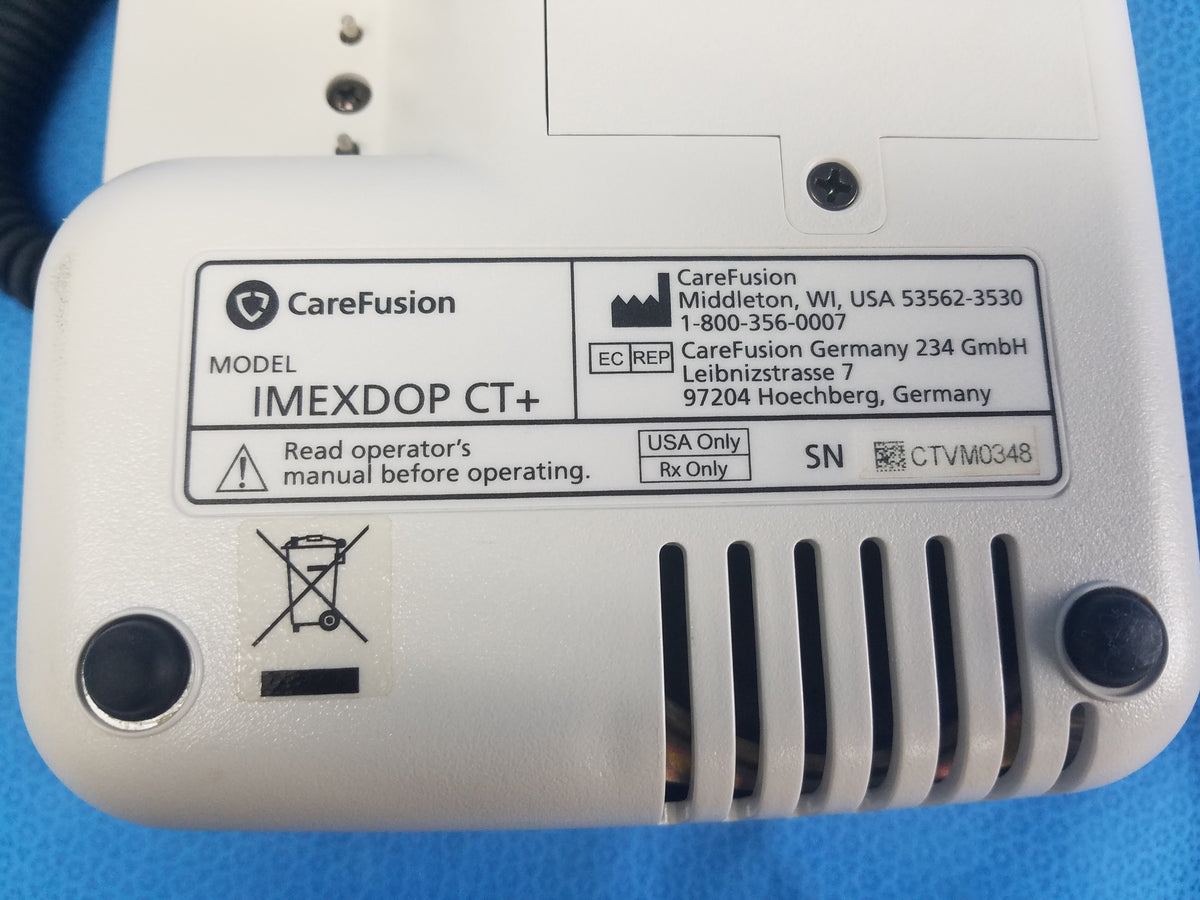 Carefusion IMEXDOP CT+ Portable Vascular Doppler With 5 MHz Probe S/N CTVM0348