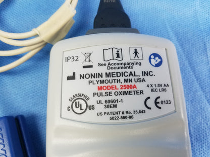 Nonin 2500A SPO2 Digital Pulse Oximeter With Finger Sensor Ref 5822-500-06