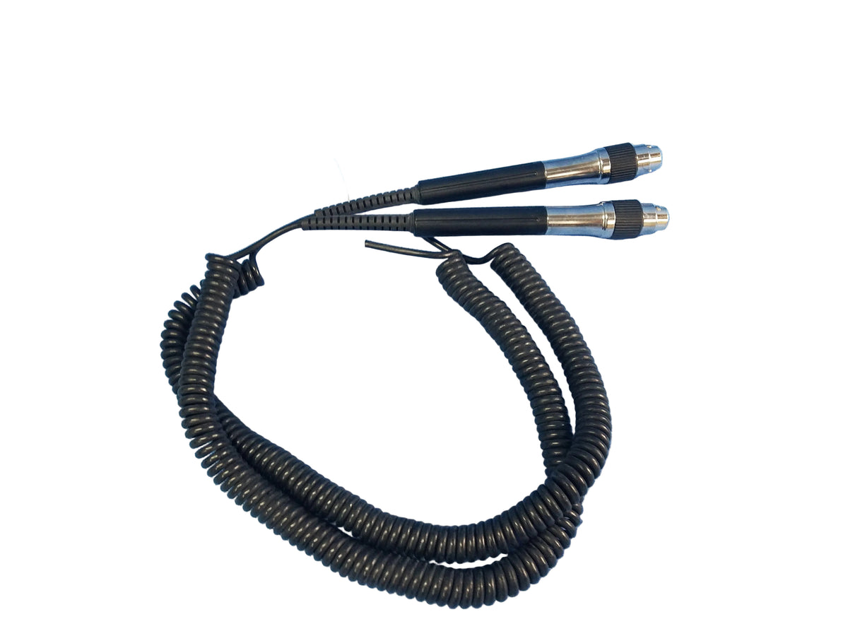 Lot of 2 Ophthalmoscope Otoscope Handle Coiled Cable Cord Assemblies For Wall Transformer