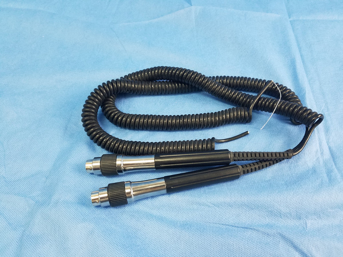 Lot of 2 Ophthalmoscope Otoscope Handle Coiled Cable Cord Assemblies For Wall Transformer
