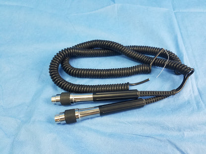 Lot of 2 Ophthalmoscope Otoscope Handle Coiled Cable Cord Assemblies For Wall Transformer