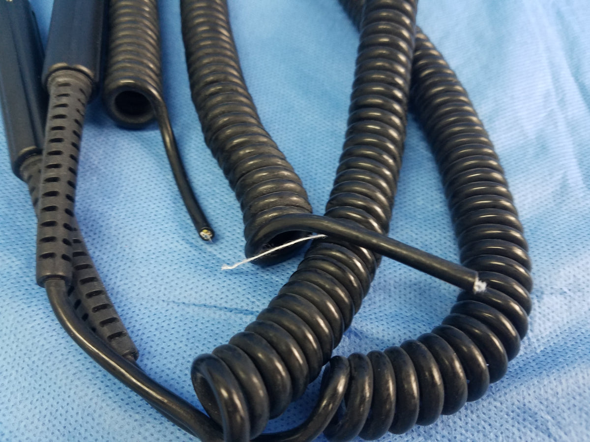 Lot of 2 Ophthalmoscope Otoscope Handle Coiled Cable Cord Assemblies For Wall Transformer