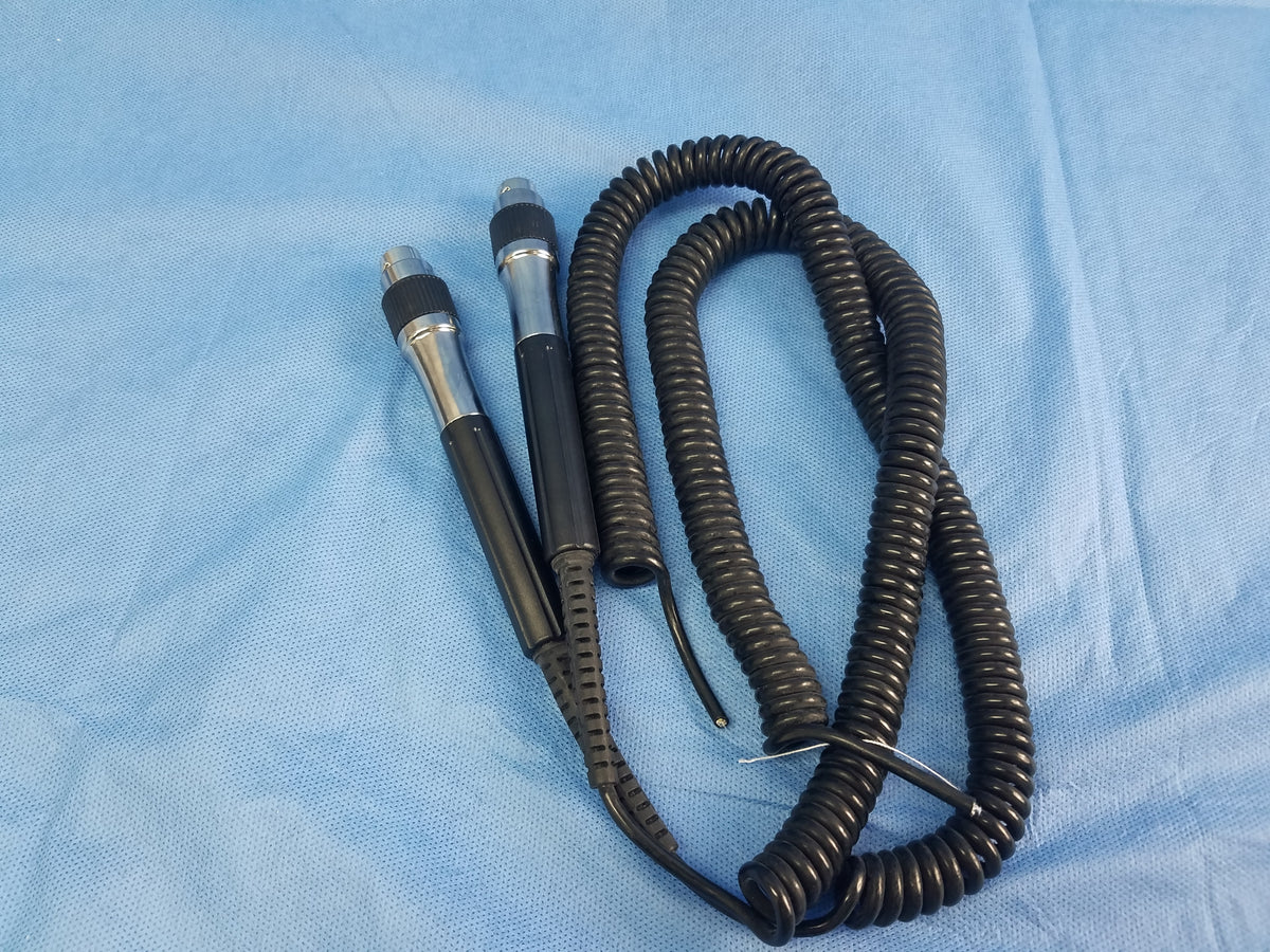 Lot of 2 Ophthalmoscope Otoscope Handle Coiled Cable Cord Assemblies For Wall Transformer