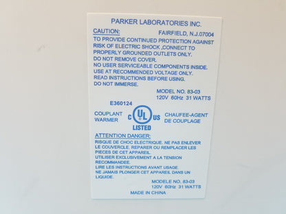 Parker Laboratories 83-03 Thermasonic Tripple Bottle Gel Warmer