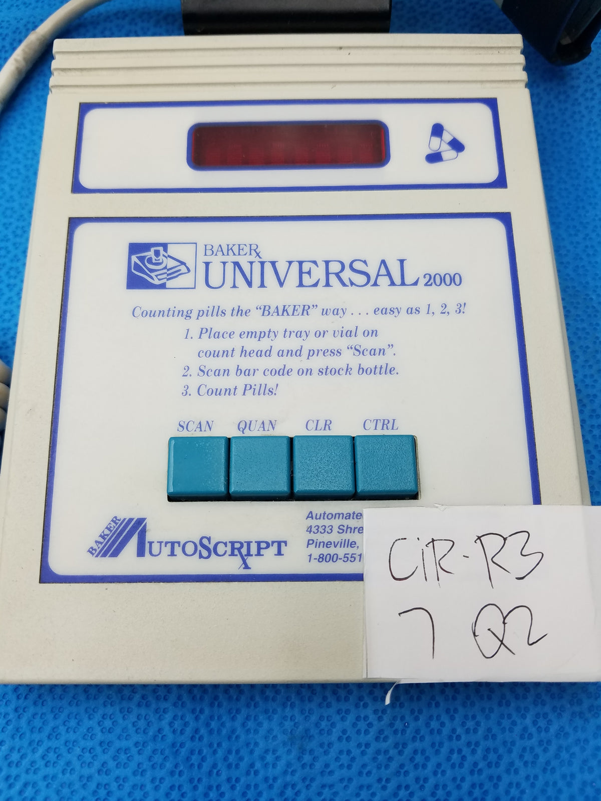 Baker Universal 2000 Pill Counting And Barcode Scanning System S/N 10490