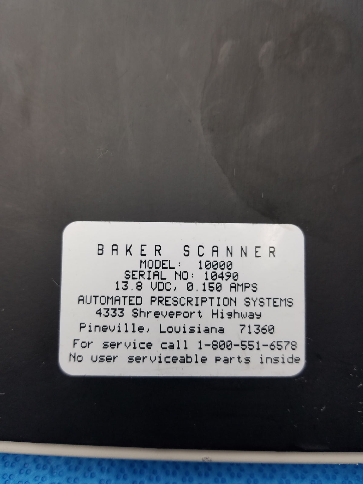 Baker Universal 2000 Pill Counting And Barcode Scanning System S/N 10490