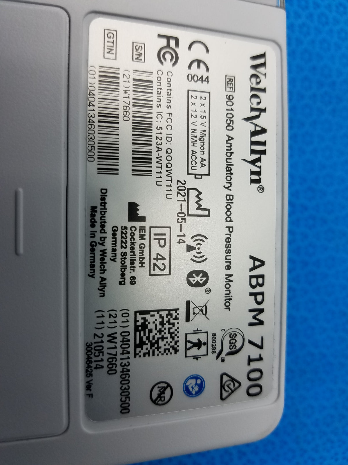 Welch Allyn ABPM 7100 Ambulatory Blood Pressure Monitor Ref 901050