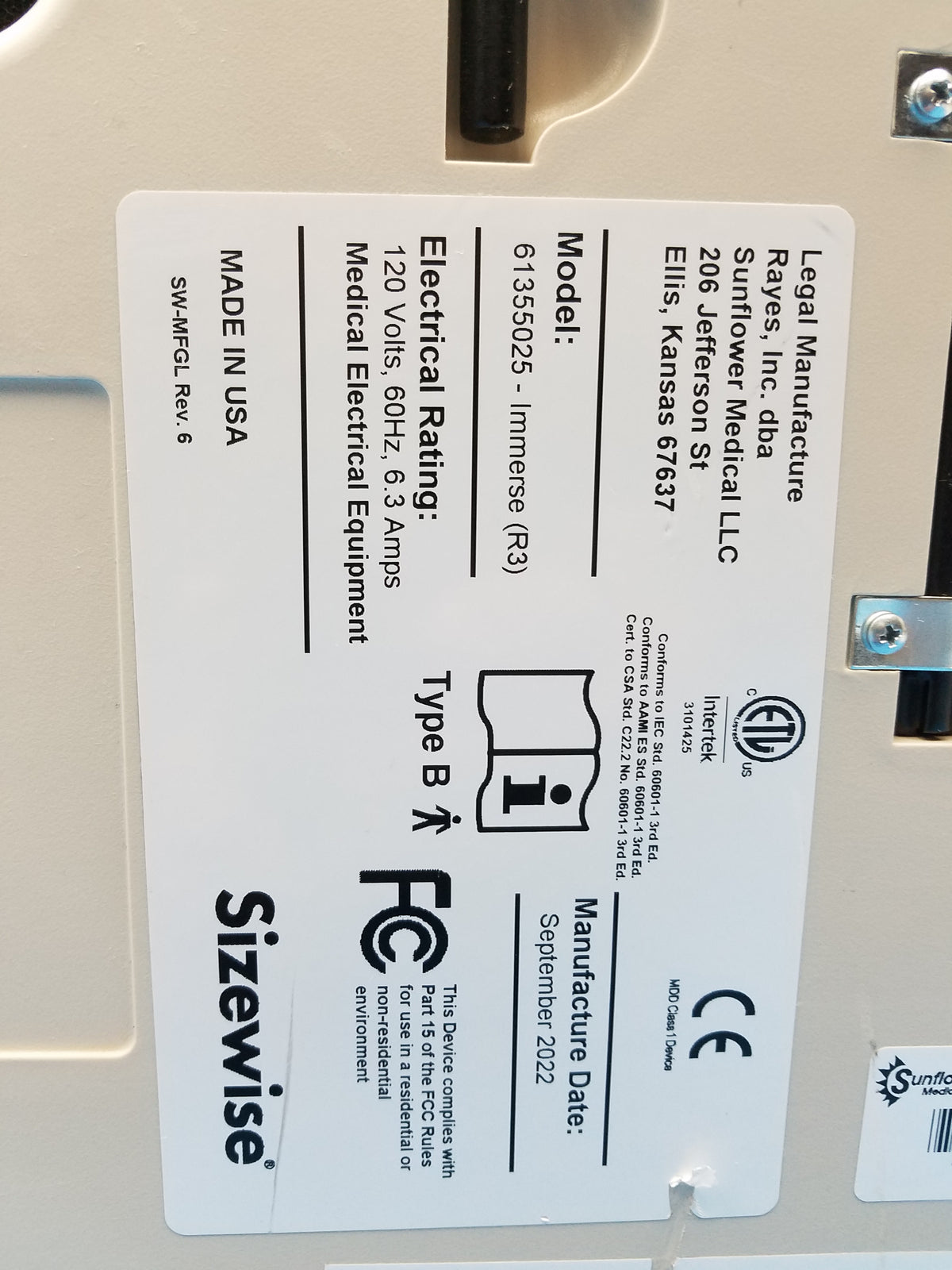 Sunflower Sizewise Immerse Low Air Loss Mattress Pump Model 61355025