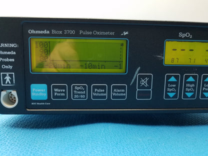 BOC Health Care Ohmeda Biox 3700 Pulse Oximeter Patient Monitor S/N FMAA00048