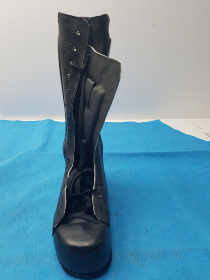 Custom Leather Orthopedic AFO Braced Boot Shell  Right Foot Black