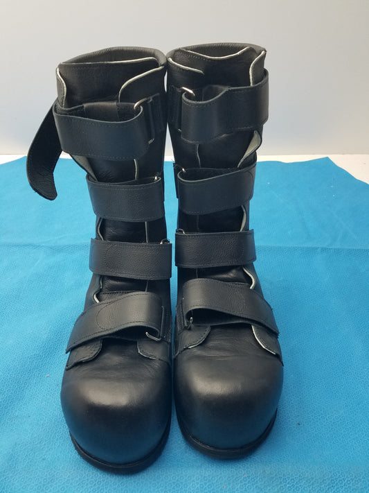 Custom Orthopedic AFO Medical Boots Black Leather Multi Strap Support Shoes Pair