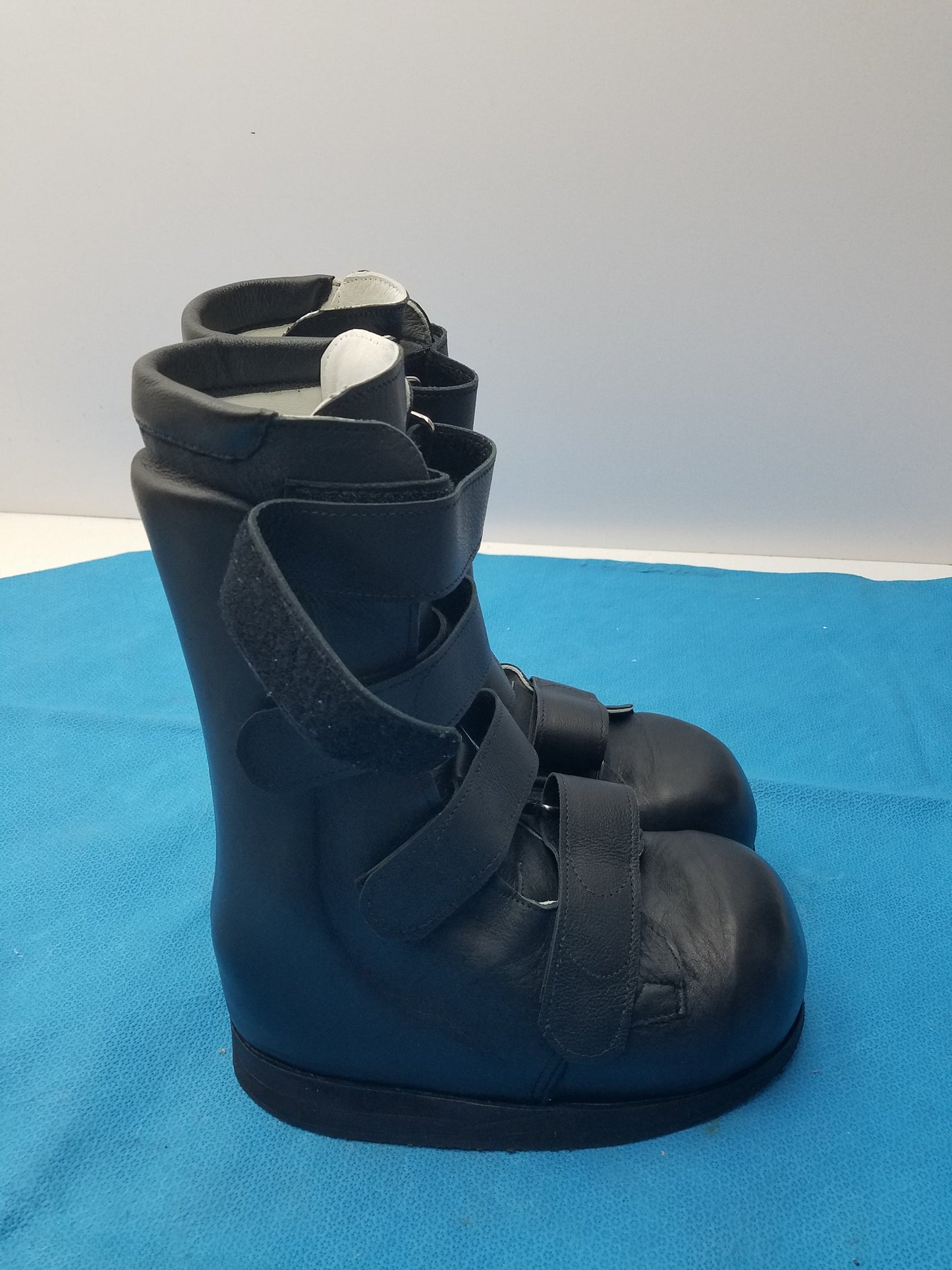 Custom Orthopedic AFO Medical Boots Black Leather Multi Strap Support Shoes Pair