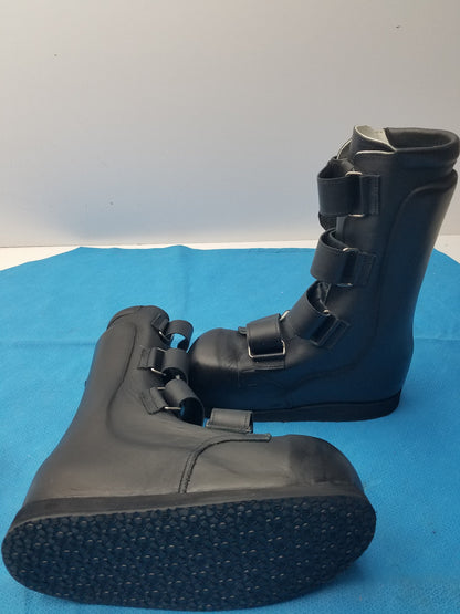 Custom Orthopedic AFO Medical Boots Black Leather Multi Strap Support Shoes Pair