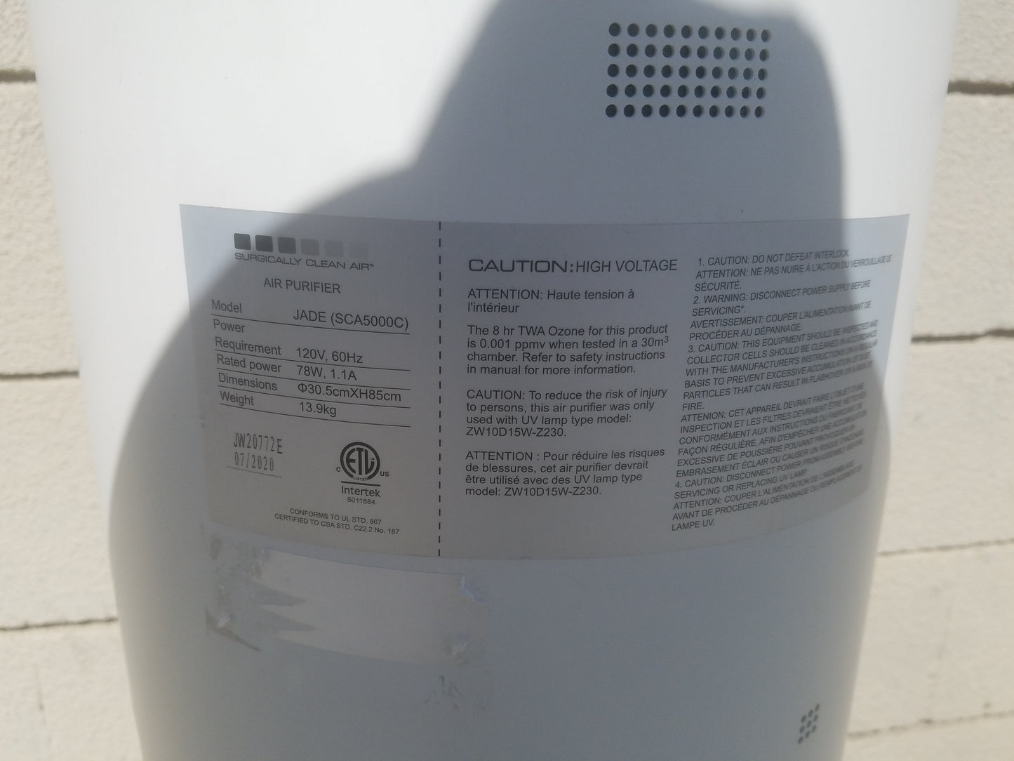 Surgically Clean Air JADE SCA5000C Air Purifier
