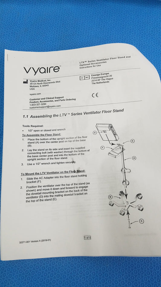 Vyaire Medical LTV Series Ventilator Floor Stand