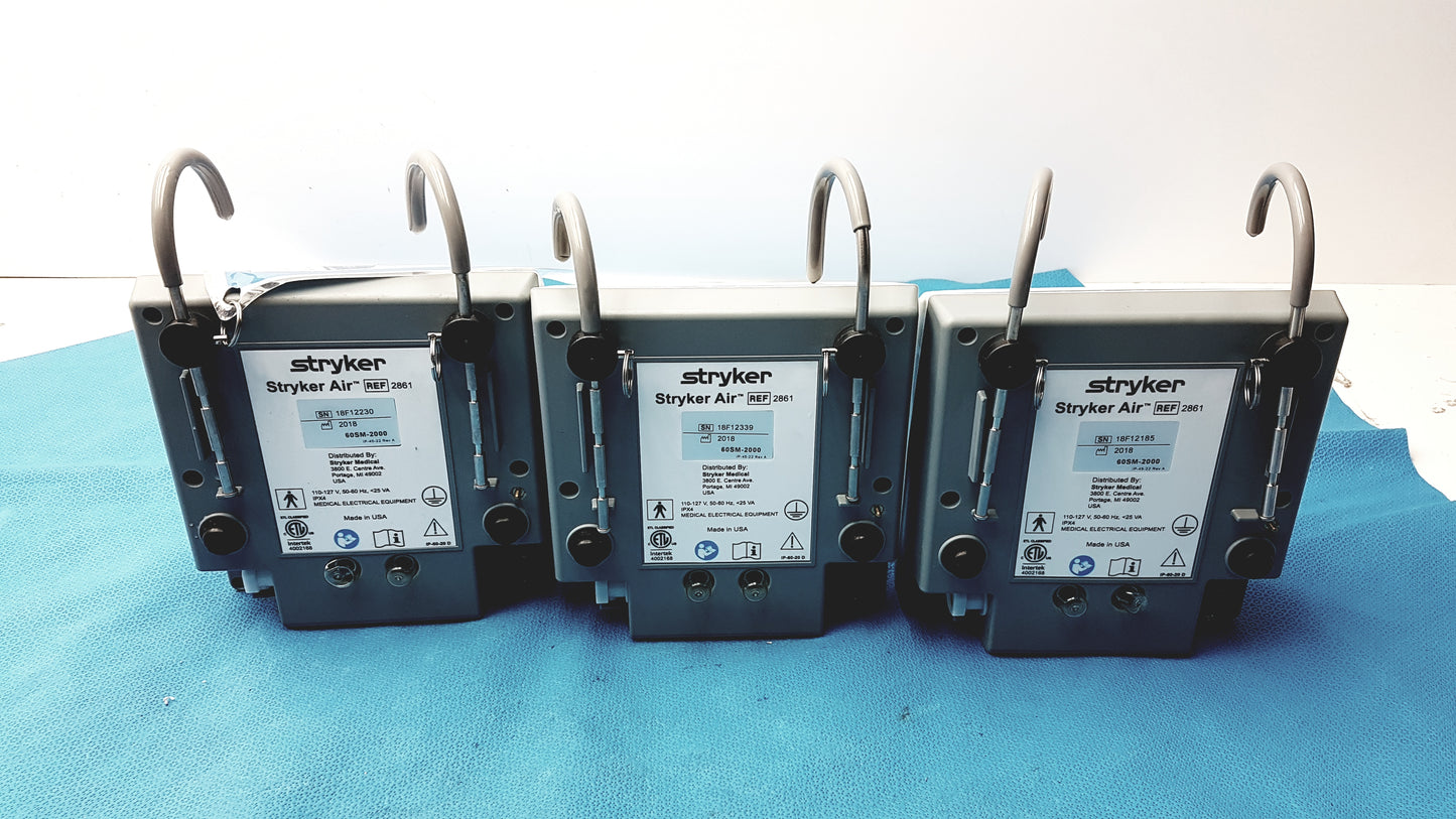 Lot of 3 Stryker 2861 Low Air Loss Pump IsoGel SPR Plus Mattress System With Air Hoses