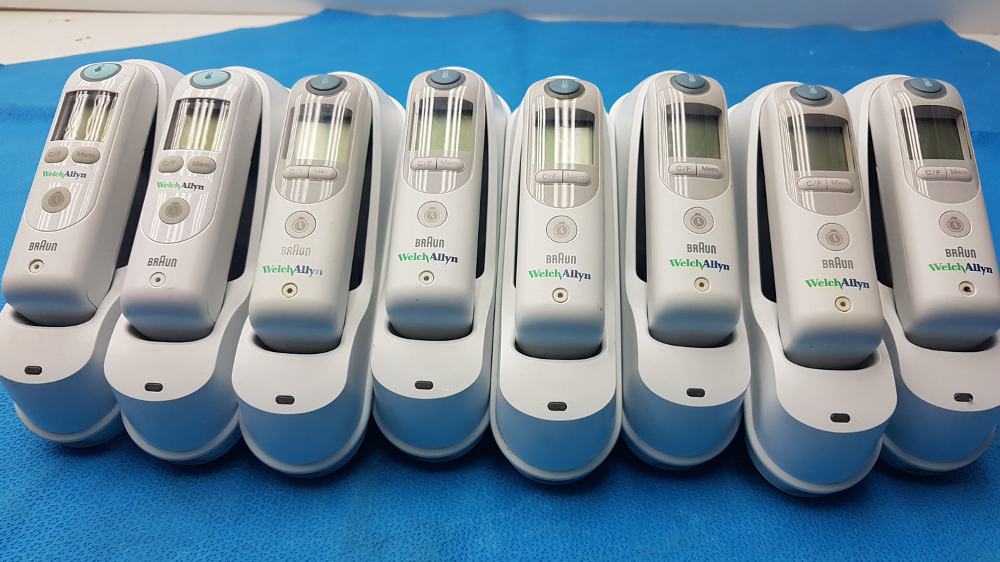 Lot of 8 Welch Allyn Braun Pro 6000 Ear Thermometers With Bases