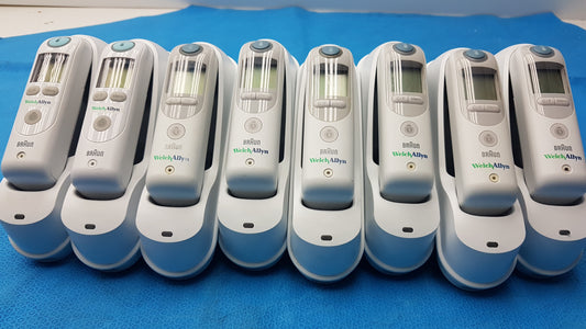 Lot of 8 Welch Allyn Braun Pro 6000 Ear Thermometers With Bases