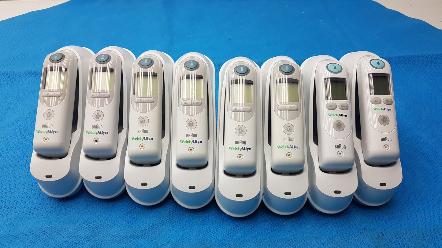 Lot of 8 Welch Allyn Braun Pro 6000 Ear Thermometers With Bases
