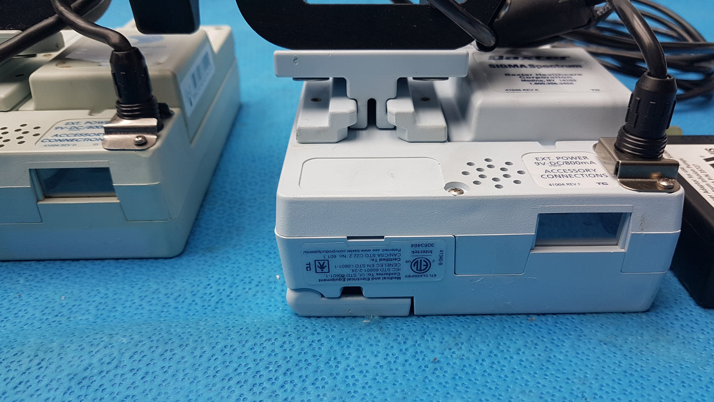 Lot of 2 Baxter Sigma Spectrum Infusion Pumps With AC Power Adapters P/N 35162