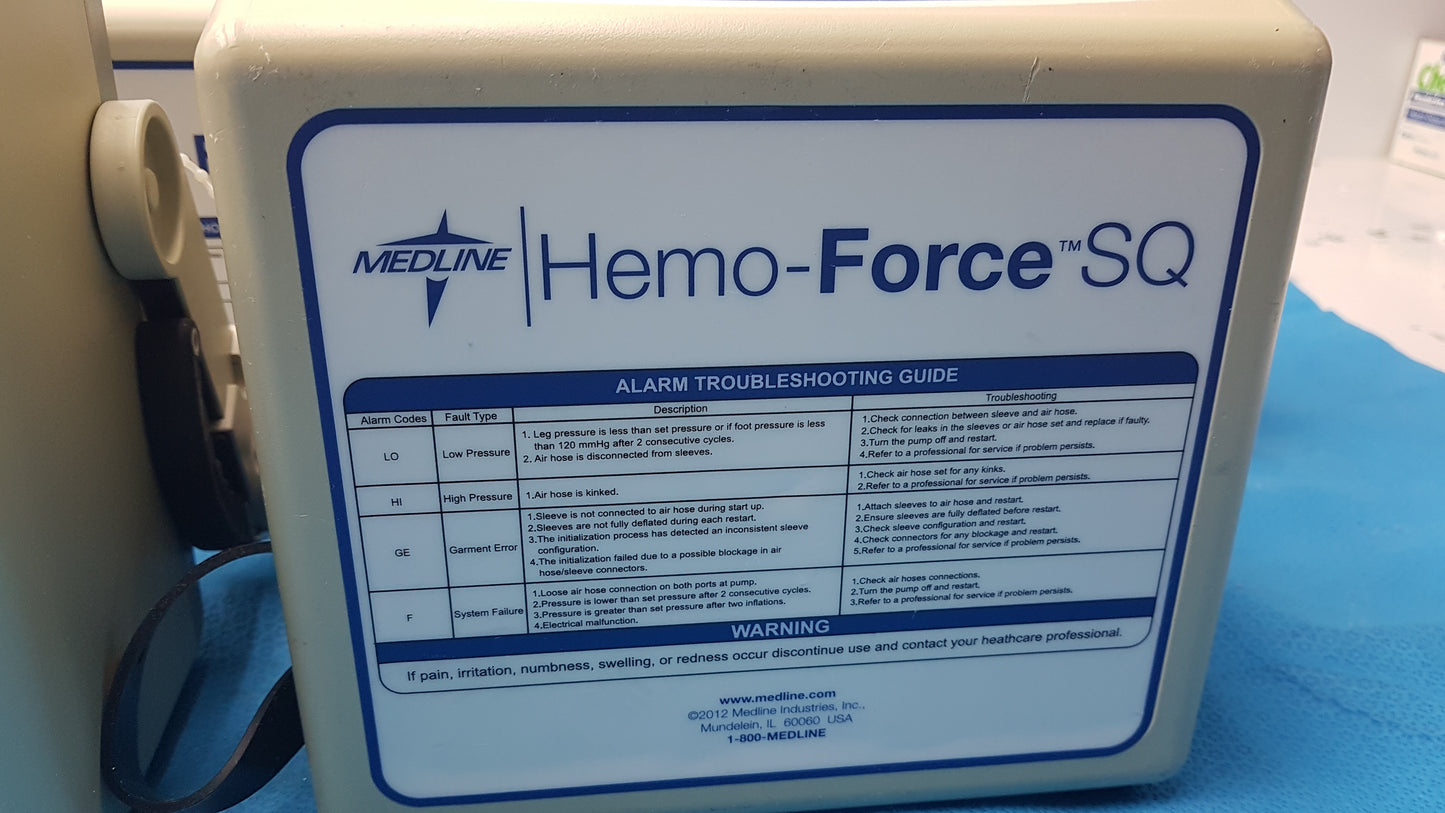 Lot of 5 Medline MDS600SQ Hemo Force SQ Sequential DVT Pump