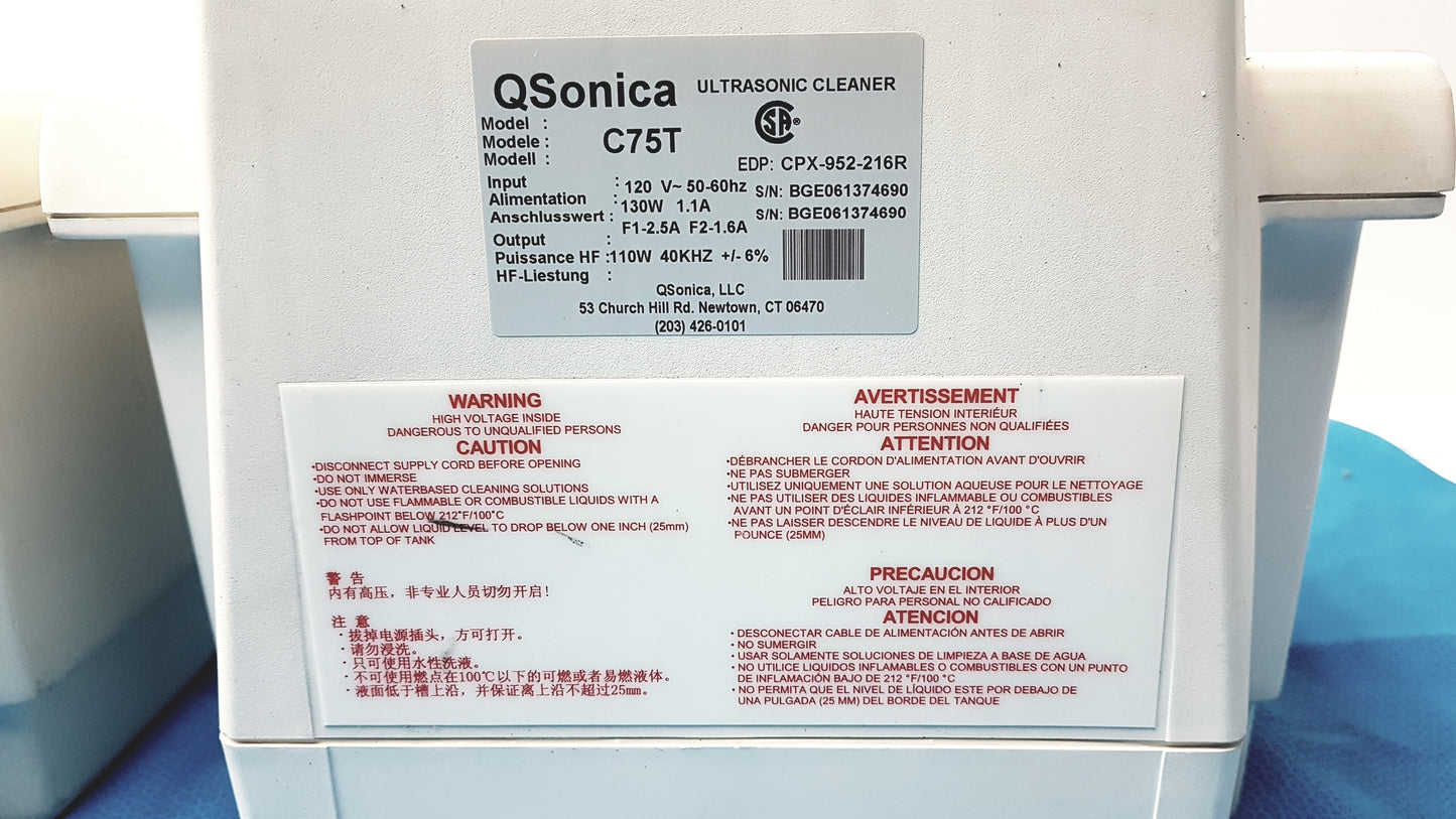 Lot of 2 Qsonica C75T Ultrasonic Cleaners