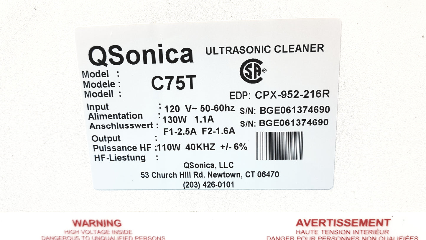 Lot of 2 Qsonica C75T Ultrasonic Cleaners