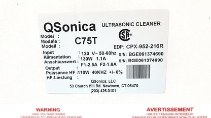 Lot of 2 Qsonica C75T Ultrasonic Cleaners
