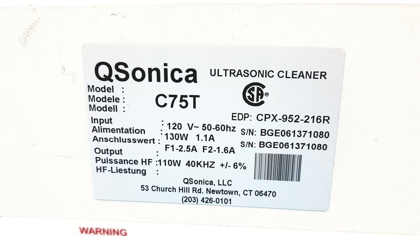 Lot of 2 Qsonica C75T Ultrasonic Cleaners