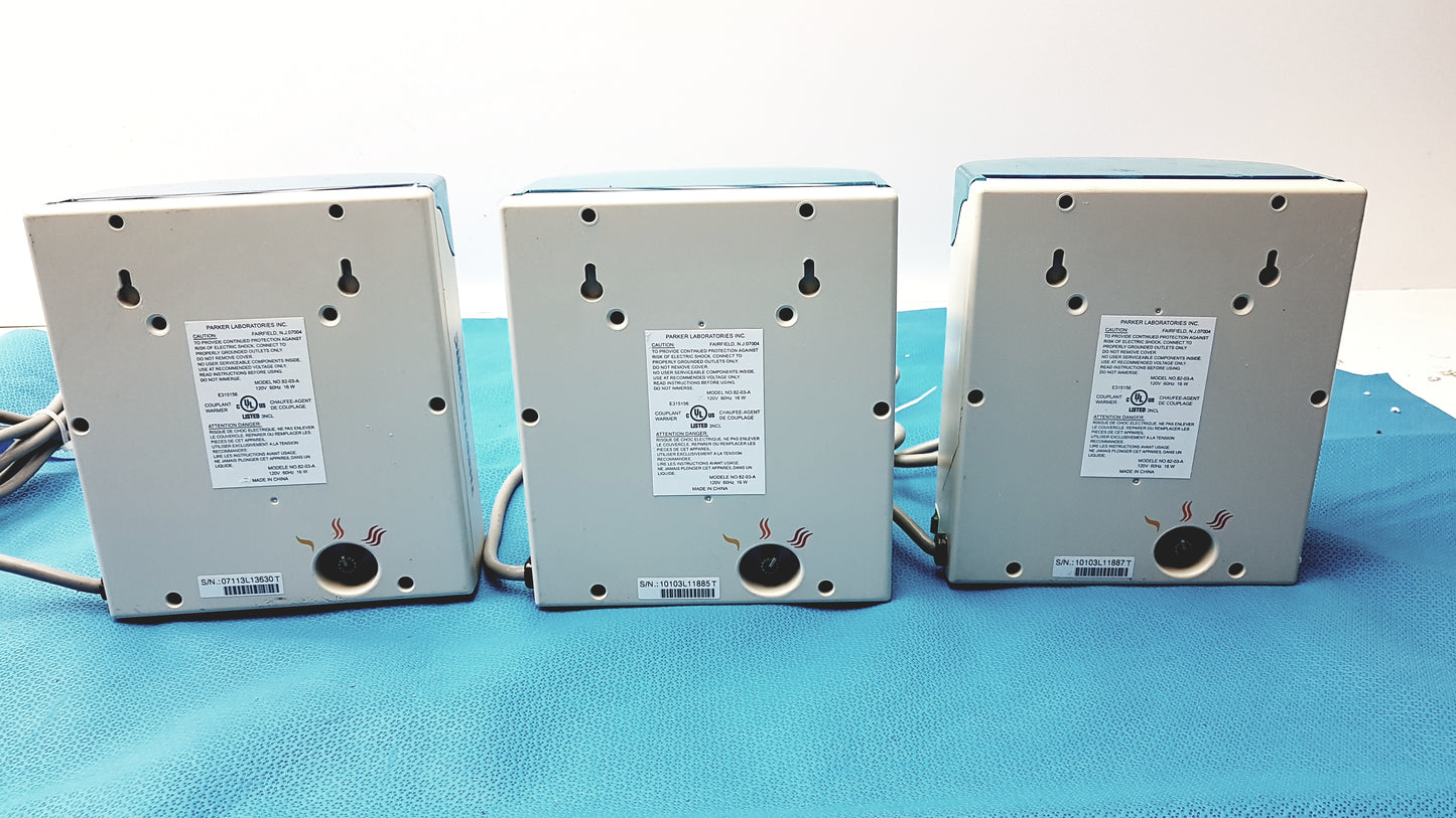 Lot of 3 Parker Laboratories 82-03-A Thermasonic Gel Warmers