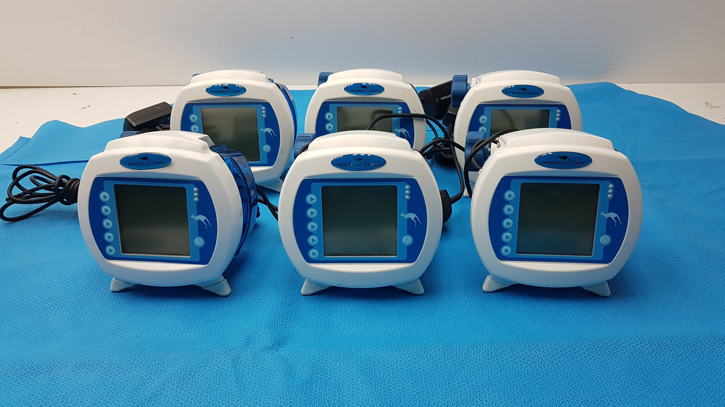 Lot of 6 Covidien Kangaroo Enteral Feeding Infusion Pumps With Power Supplies