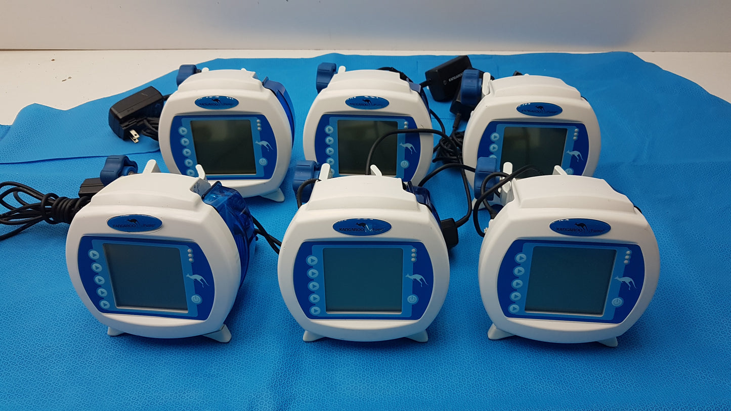 Lot of 6 Covidien Kangaroo Enteral Feeding Infusion Pumps With Power Supplies