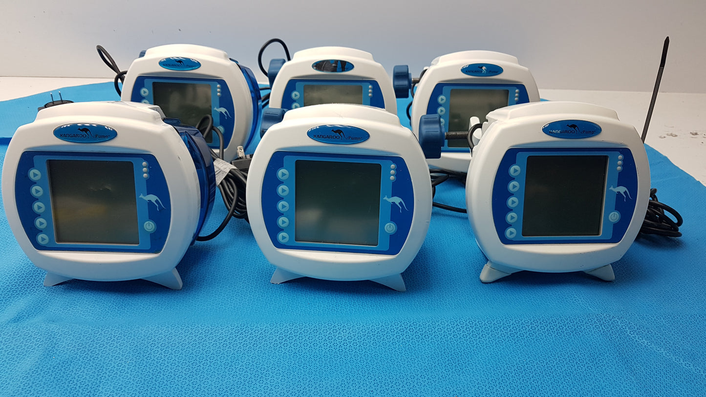 Lot of 6 Covidien Kangaroo Enteral Feeding Infusion Pumps With Power Supplies