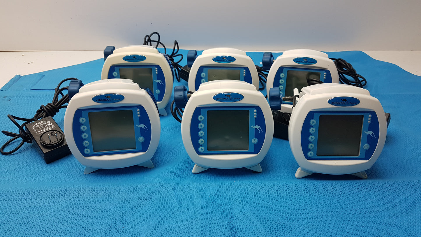 Lot of 6 Covidien Kangaroo Enteral Feeding Infusion Pumps With Power Supplies