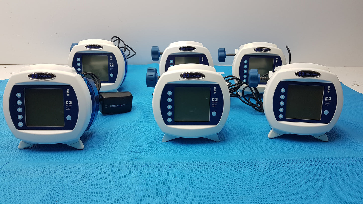 Lot of 6 Covidien Kangaroo Enteral Feeding Pumps With Power Supply