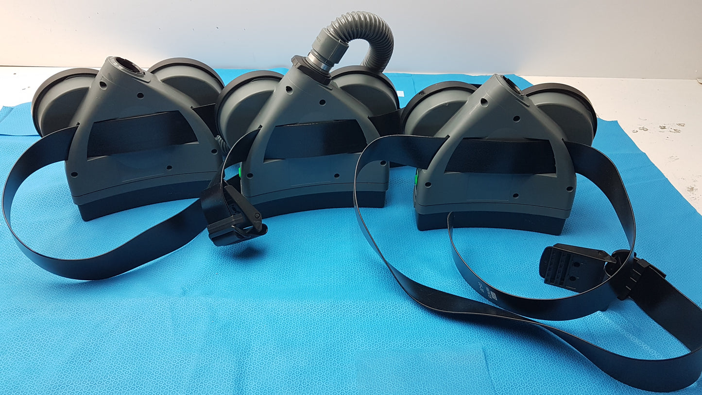 Lot of 3 MSA OptimAir TL PAPR Powered Air Purifying Respirator Blowers Hoses