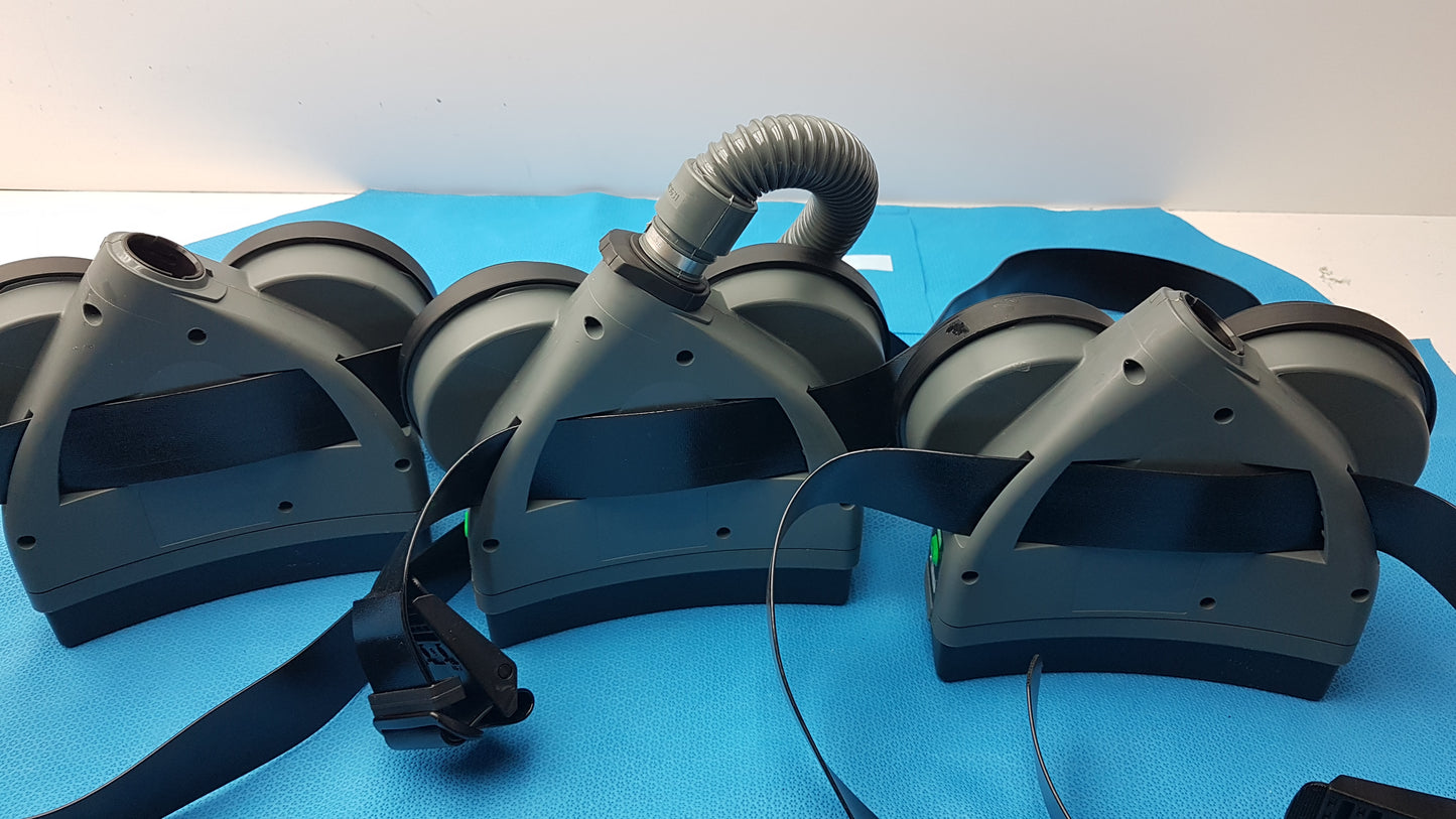 Lot of 3 MSA OptimAir TL PAPR Powered Air Purifying Respirator Blowers Hoses