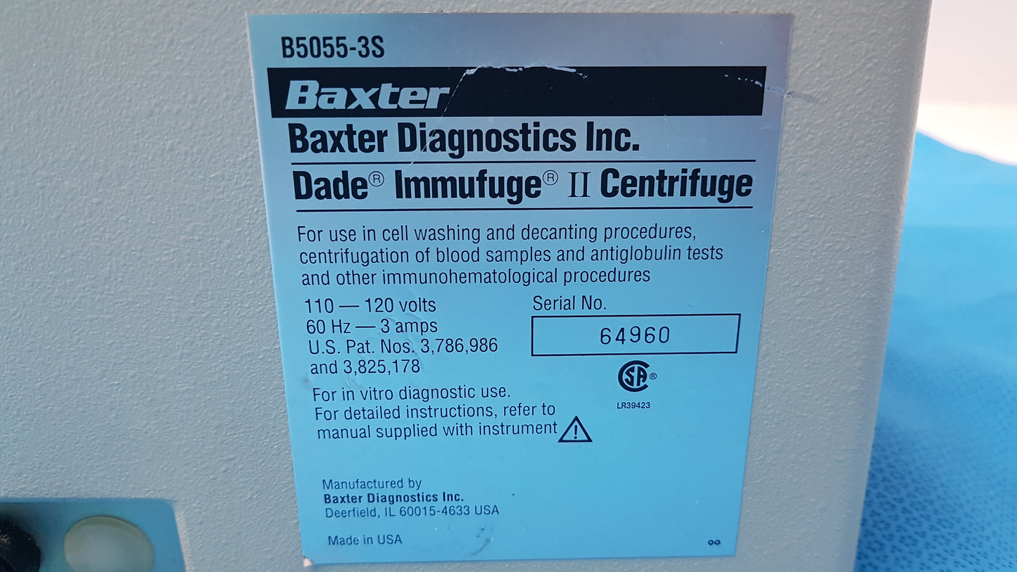 Hettich Haematokrit 200 & Baxter Immufuge II Benchtop Laboratory Centrifuge