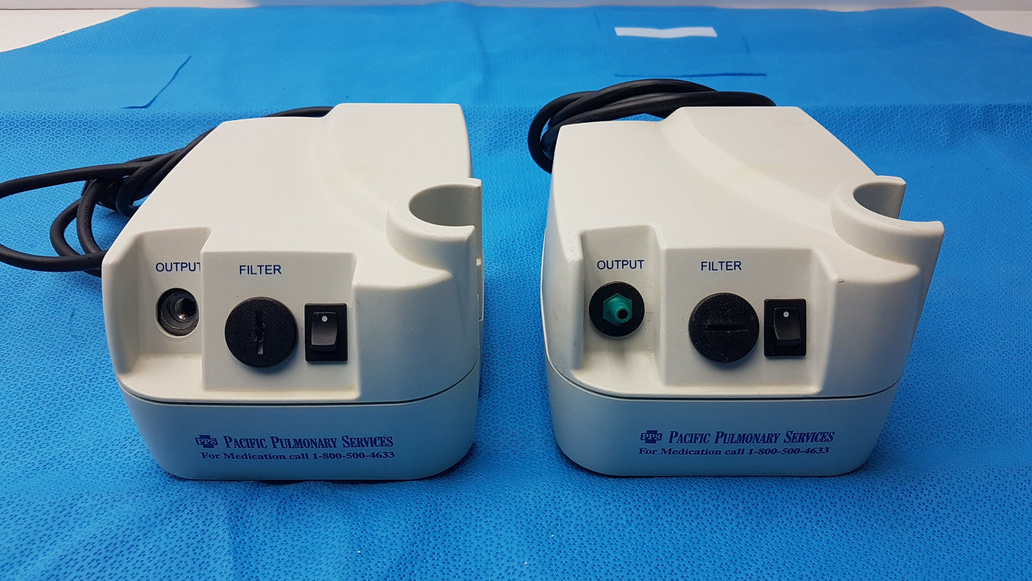 Lot of 2 Pacific Pulmonary Services Medical Air Compressor Nebulizer Units