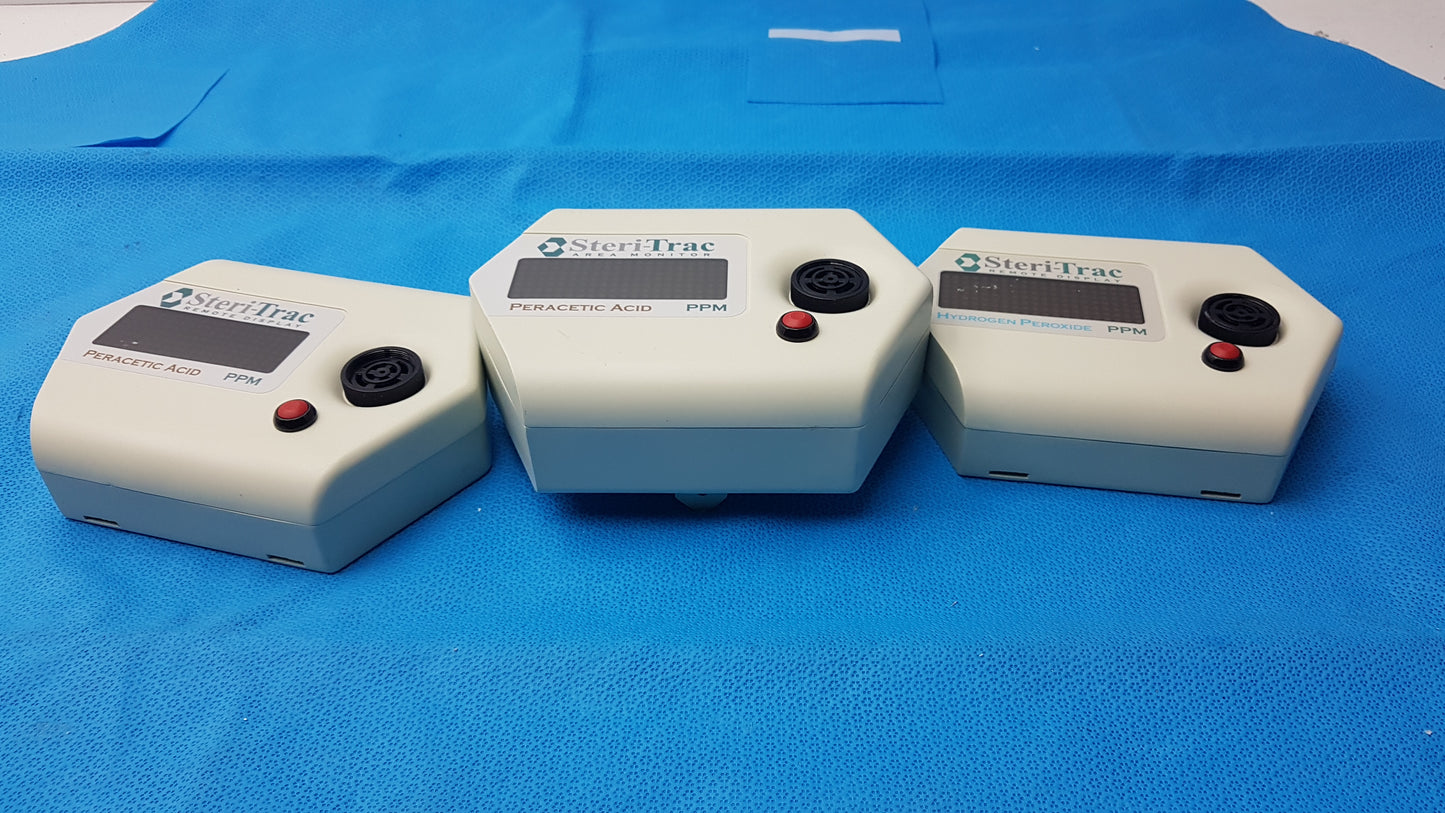 Lot of 3 SteriTrac Area Monitor Peracetic Acid & Hydrogen Peroxide PPM Monitors
